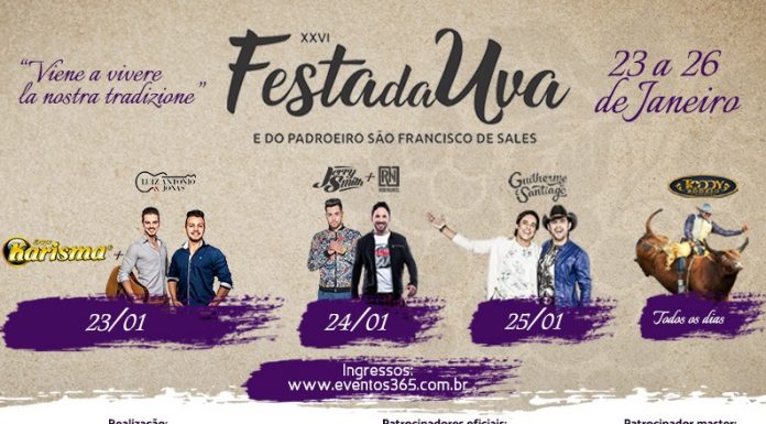SEGUNDO LOTE DE INGRESSOS PARA OS SHOWS DA XXVI FESTA DA UVA JÁ ESTÃO A VENDA